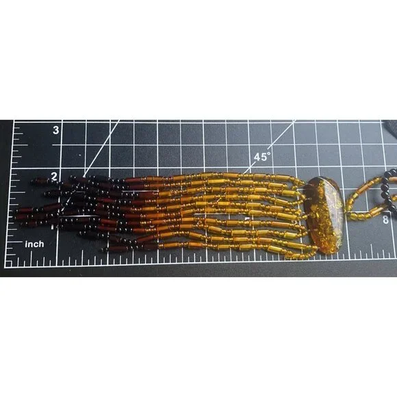 Statement Necklace Baltic Amber Honey to Cognac Beads Boho 16" + 7" Drop  LOOK - Picture 8 of 11